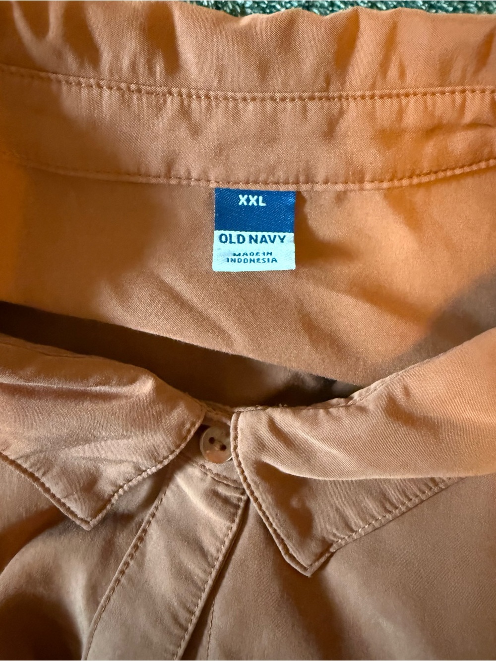 Old Navy Rust-Orange Collared Button-Down 3/4 Sleeve Blouse XXL - Picture 4 of 5
